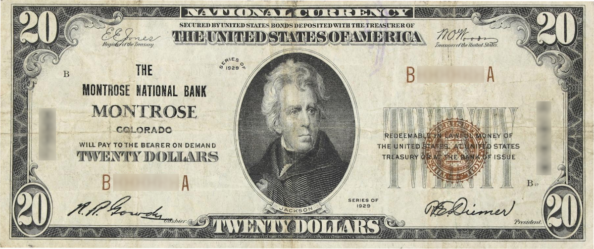 Examples of valuable currency from Colorado