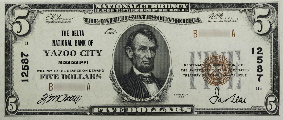 Examples of valuable currency from Mississippi