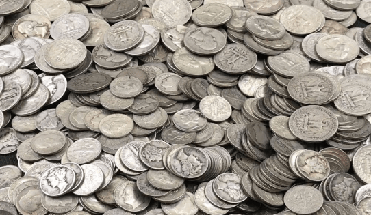 mix of ninety percent junk silver coins