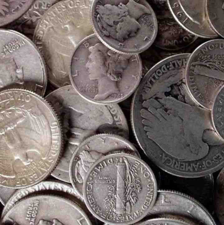 90 percent silver dimes, quarters, and half dollars.