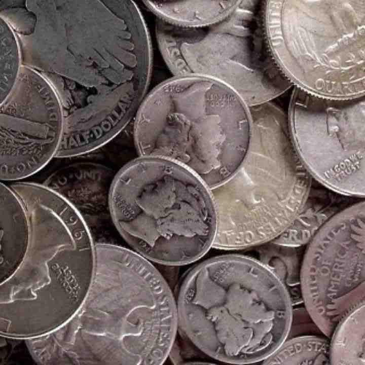 90 percent silver dimes, quarters, and half dollars.