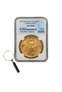 A world gold coin in an NGC holder, showcasing their global numismatic authority.