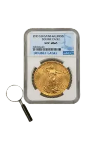 A world gold coin in an NGC holder, showcasing their global numismatic authority.