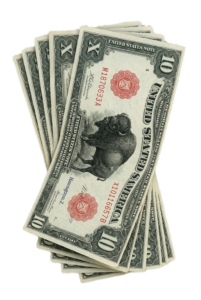 A rare 1901 ten-dollar Buffalo Bison United States Note in exceptional condition.