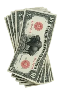 A rare 1901 ten-dollar Buffalo Bison United States Note in exceptional condition.