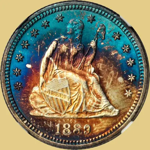 toned-coins-1889-liberty-seated-quarter-obv toned-coins-1889-liberty-seated-quarter-obv