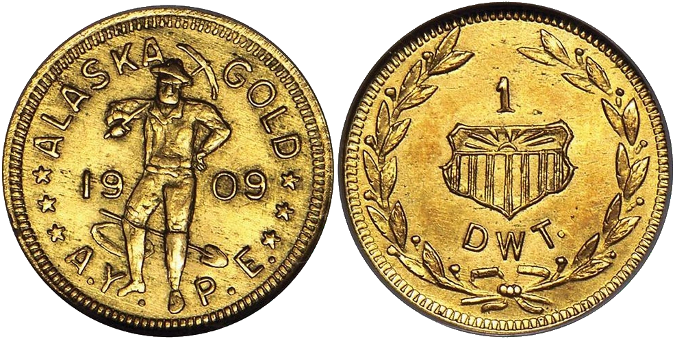 Expert Alaska coin dealer appraising a historic Alaska Pinch token.