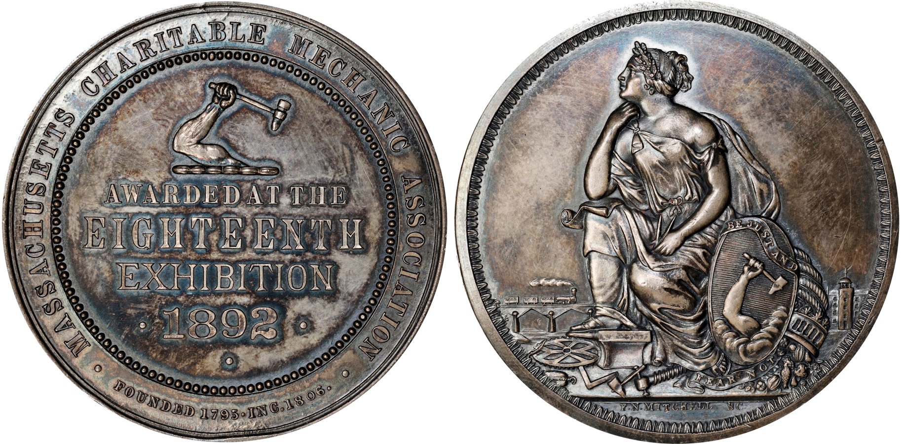 A Massachusetts Charitable Mechanic Association medal, a historic item appraised by an expert Massachusetts coin dealer.