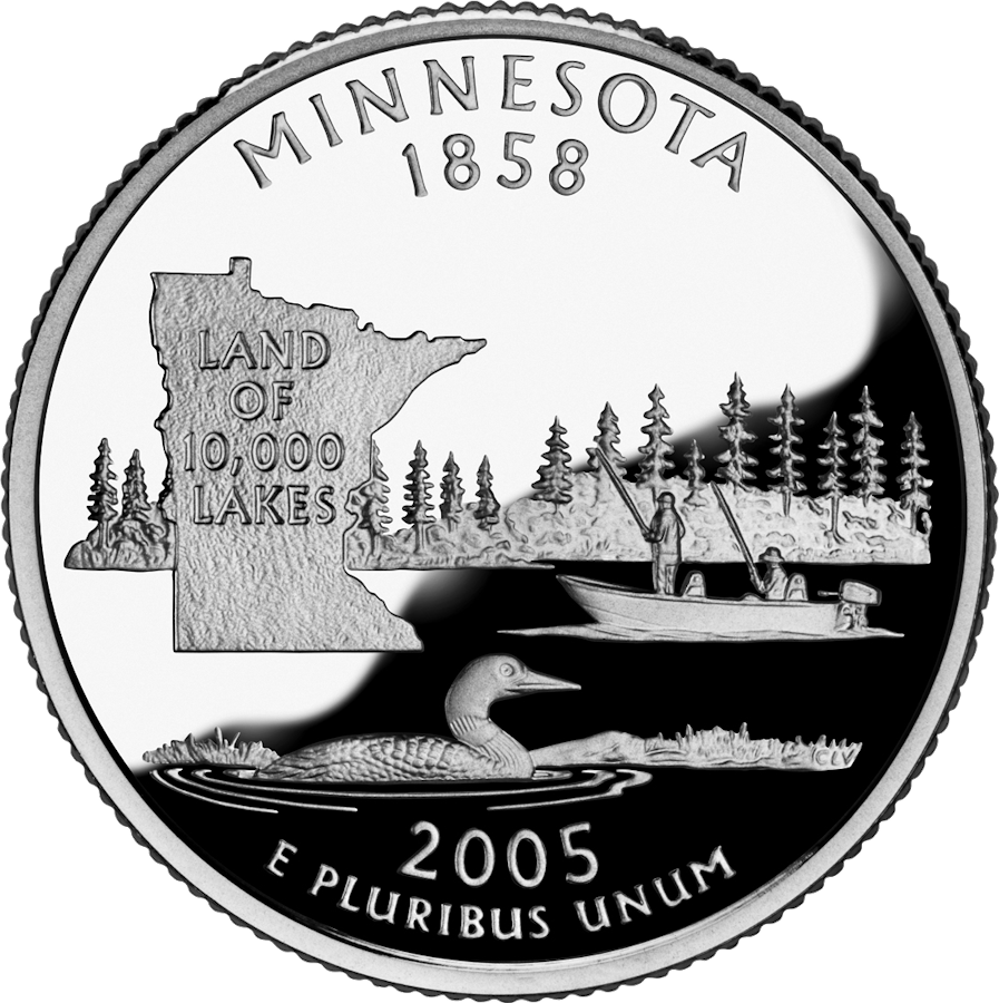 Reverse of the Minnesota state quarter, valued by an expert Minnesota coin dealer.