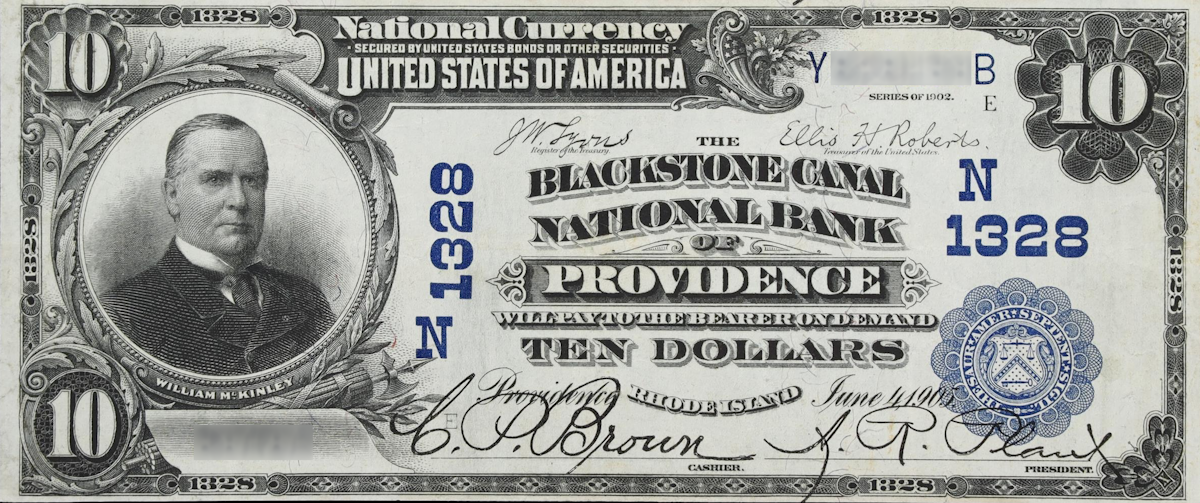 A rare National Bank Note from Providence, an item appraised by a professional Rhode Island coin dealer.
