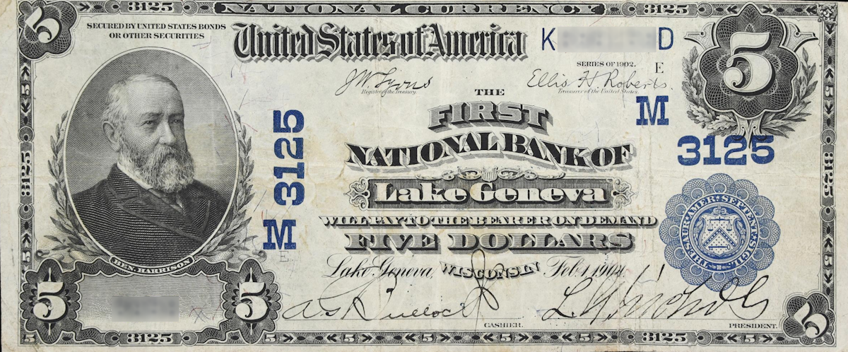 A rare National Bank Note from Lake Geneva, an item appraised by a professional Wisconsin coin dealer.