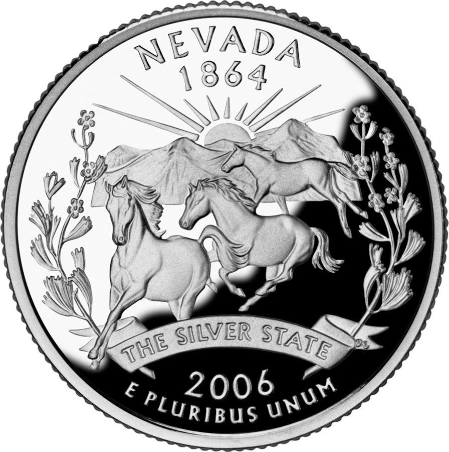 Reverse of the Nevada state quarter, valued by an expert Nevada coin dealer.