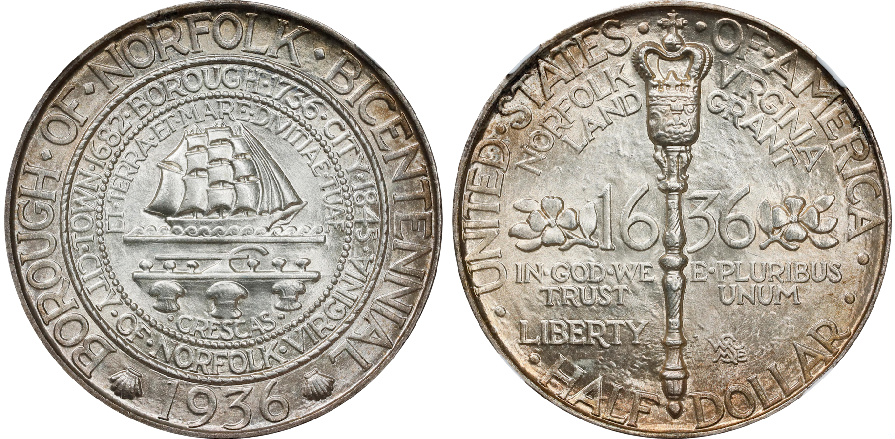 The Norfolk, Virginia Bicentennial Half Dollar, a classic commemorative coin appraised by an expert Virginia coin dealer.