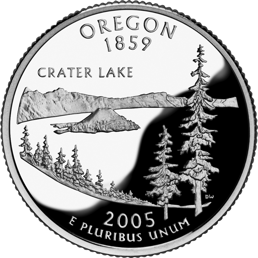 Reverse of the Oregon state quarter, valued by an expert Oregon coin dealer.