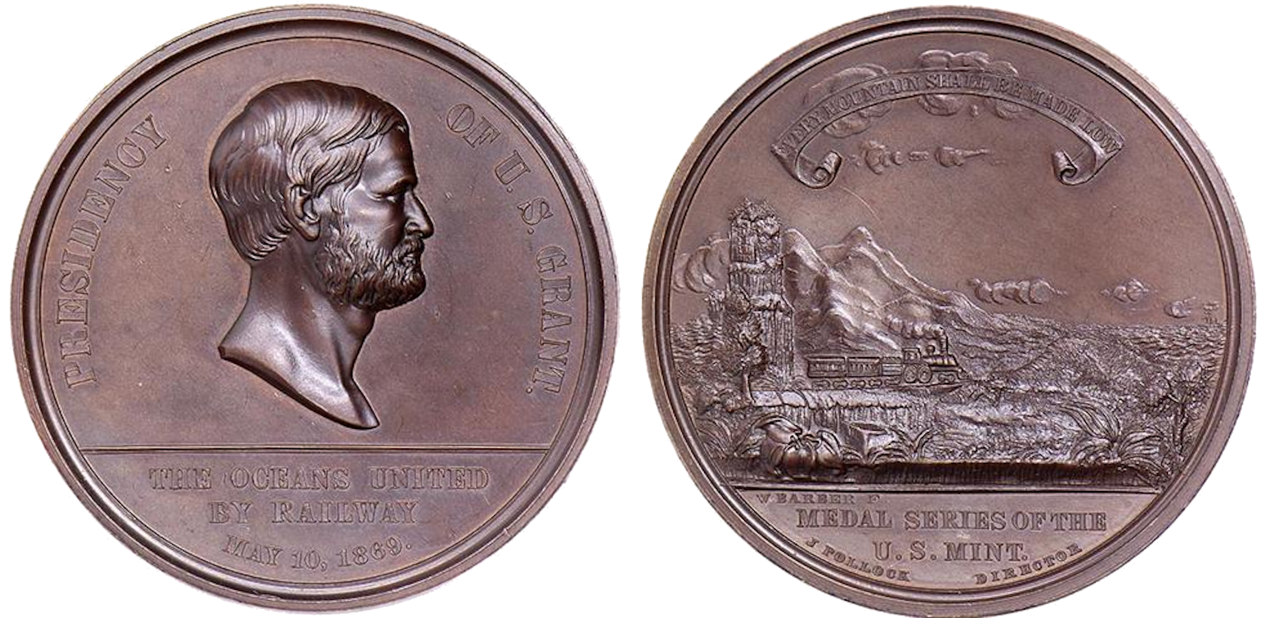 A U.S. Grant "Oceans United by Railway" medal, a historic item appraised by an expert Utah coin dealer.