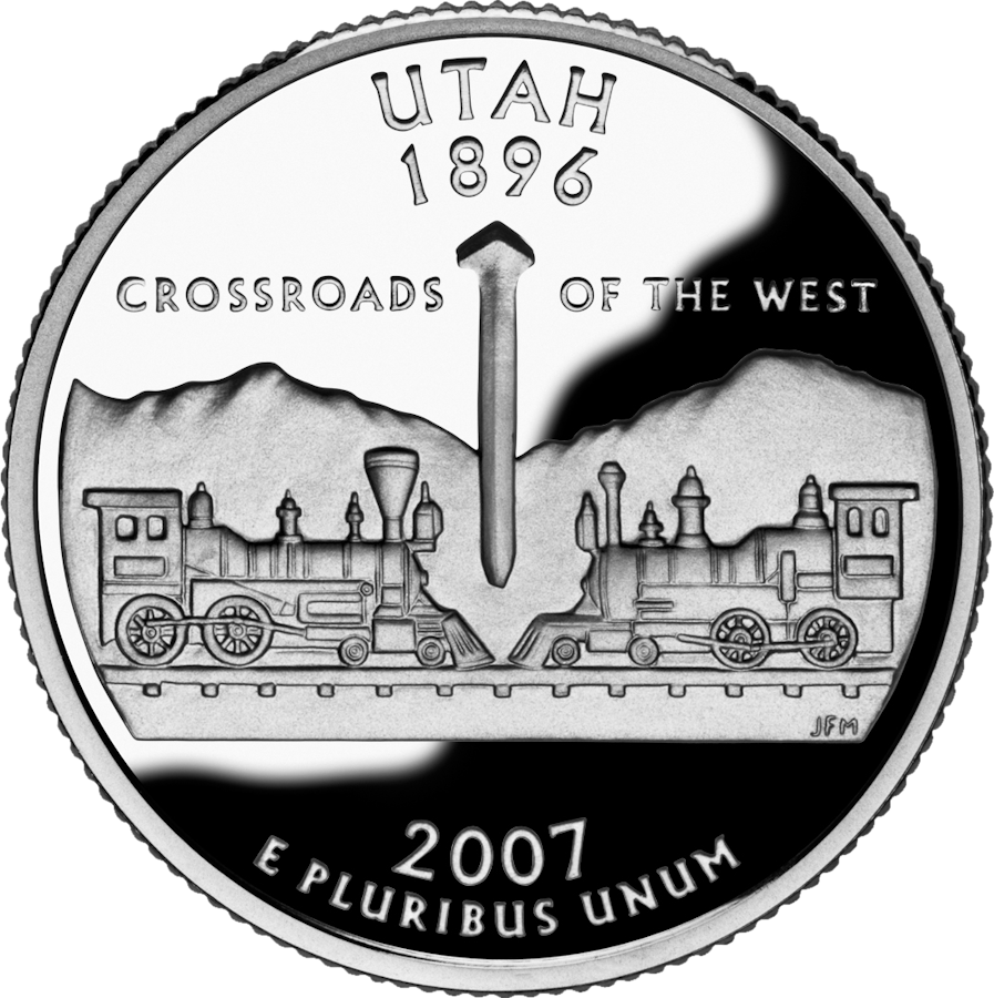 Reverse of the Utah state quarter, valued by an expert Utah coin dealer.