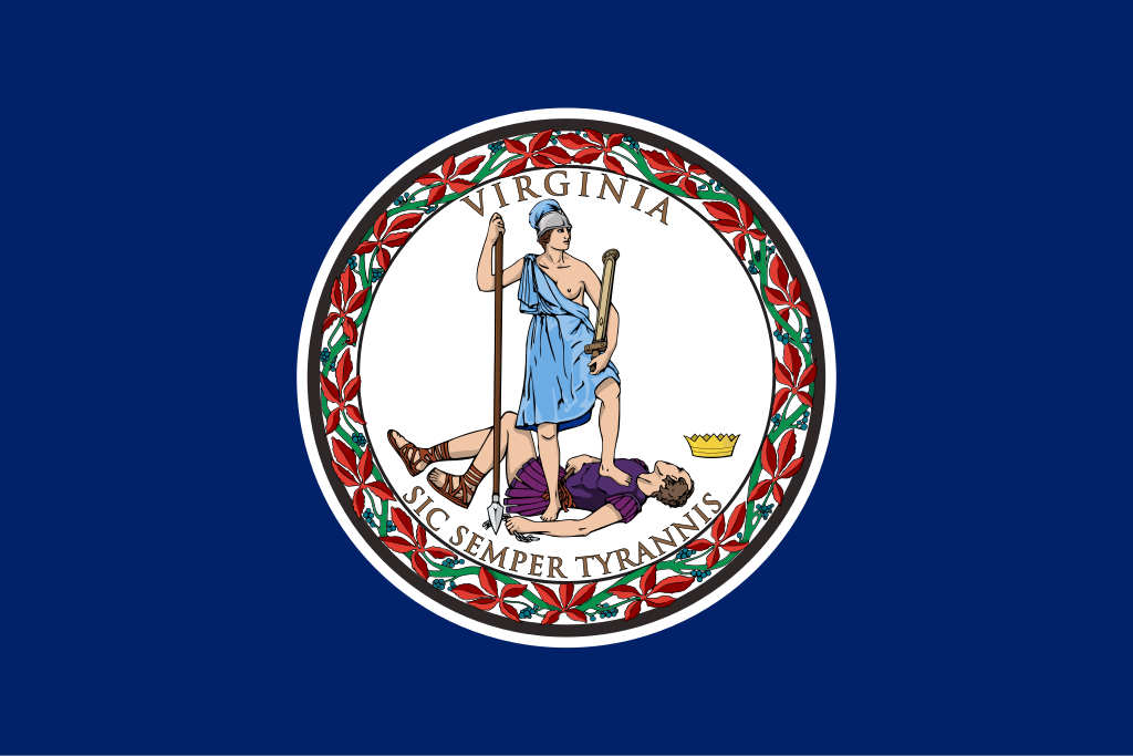 The Virginia state flag, representing our service as a trusted Virginia coin dealer.