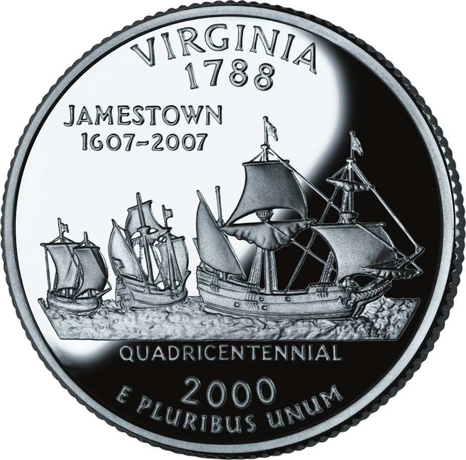Obverse of the Virginia state quarter, a coin our Virginia coin dealers can appraise.