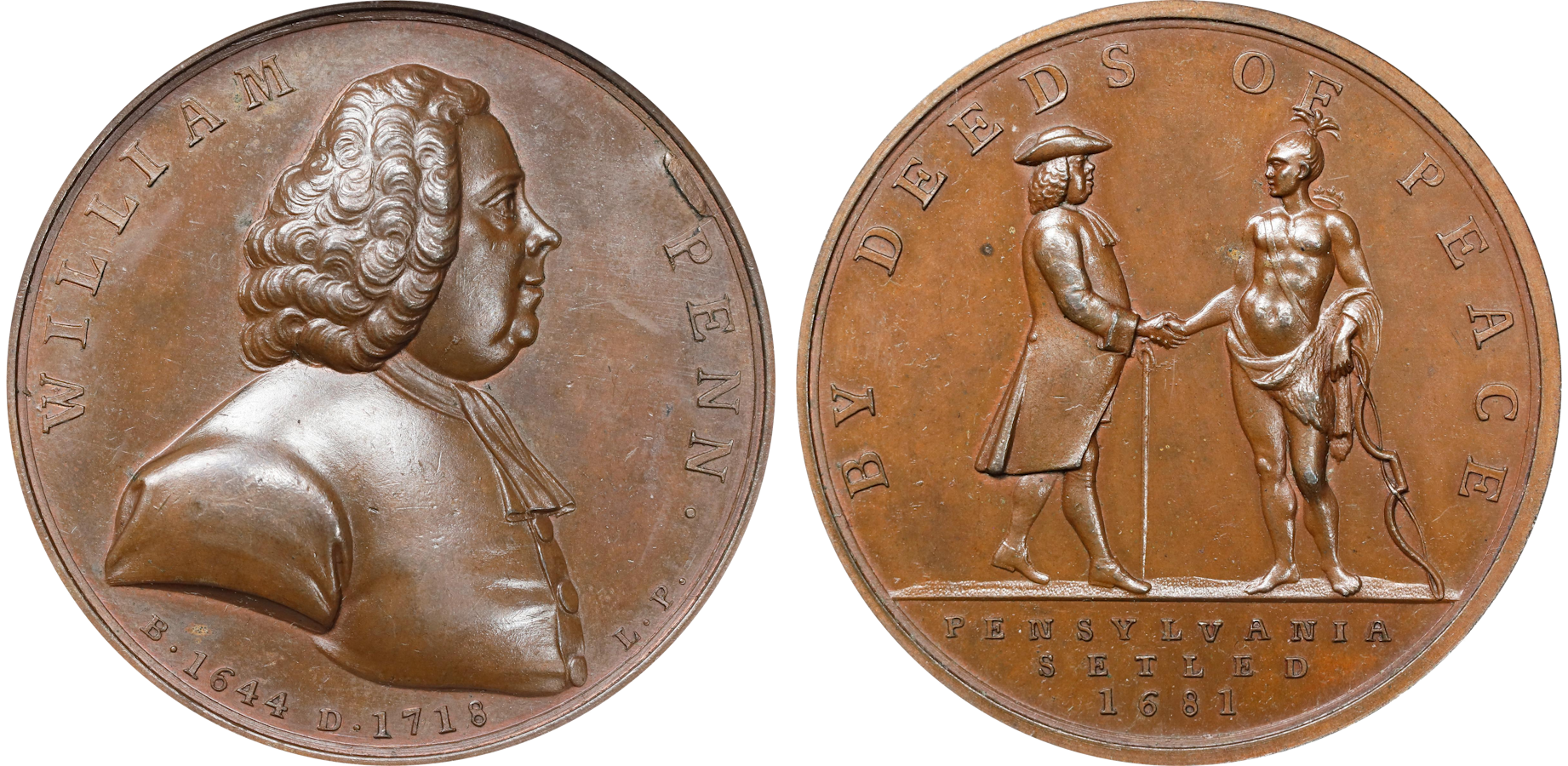 A William Penn "Deeds of Peace" medal, a historic item appraised by an expert Pennsylvania coin dealer.