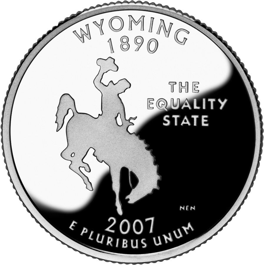 Reverse of the Wyoming state quarter, valued by an expert Wyoming coin dealer.