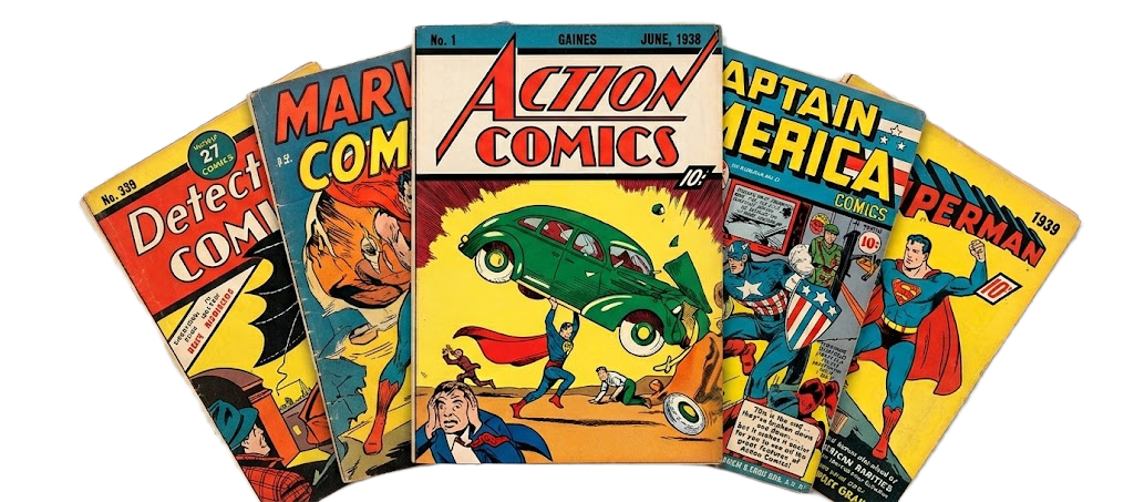 Professional hands holding a rare Action Comics #1 with the American Rarities logo above.