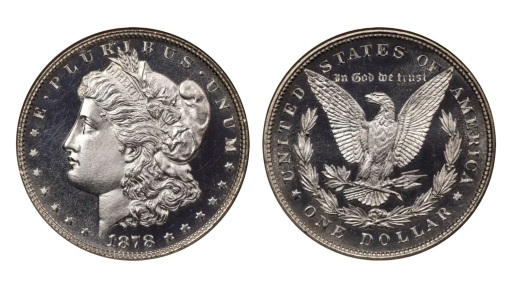 1878 Morgan silver dollar obverse and reverse