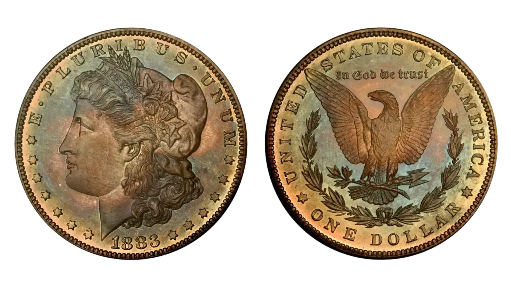 1883 Morgan silver dollar obverse and reverse