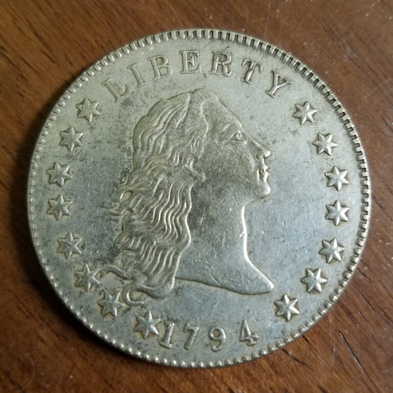 Counterfeit 1794 Flowing Hair silver dollar, obverse