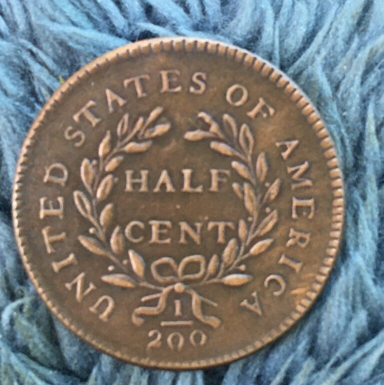 Counterfeit 1797 Liberty Cap half cent, reverse