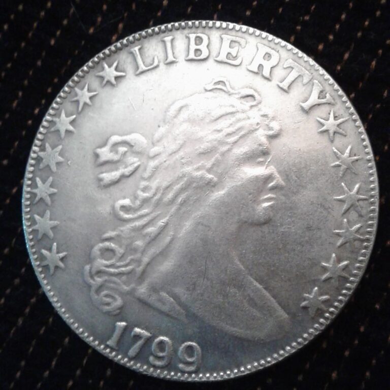 Counterfeit 1799 Draped Bust silver dollar, obverse
