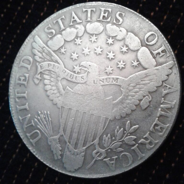 Counterfeit 1799 Draped Bust silver dollar, reverse