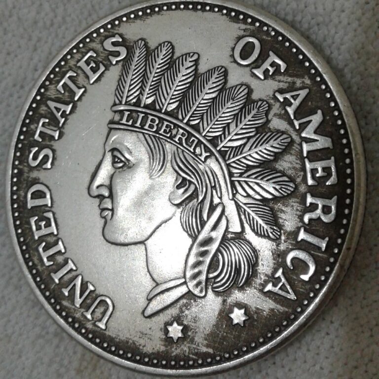 Fantasy 1851 silver-colored Indian Princess dollar, obverse