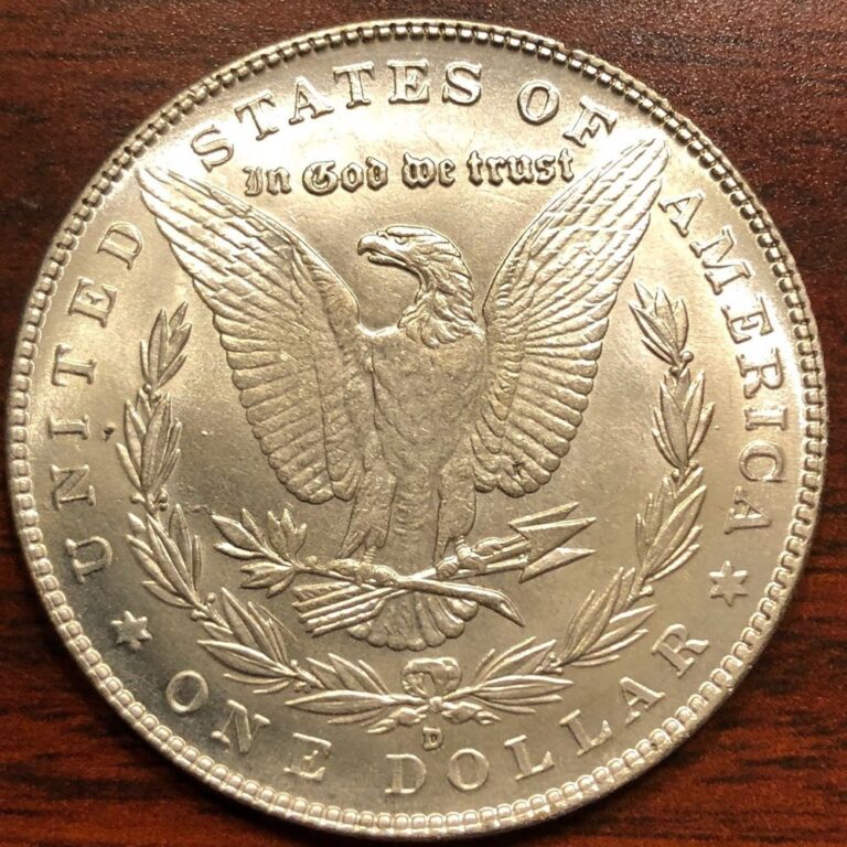 Reverse of a fake 1881-D Morgan dollar with an impossible D mint mark