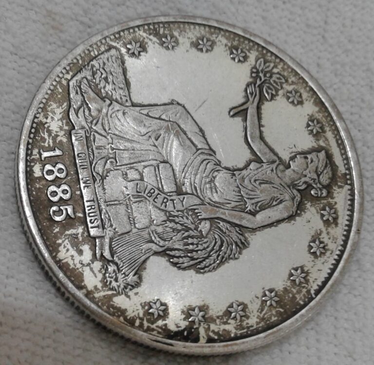 Counterfeit 1885 trade dollar, obverse