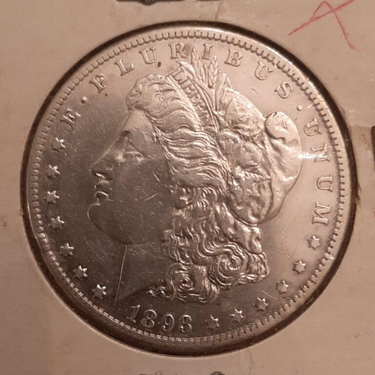 Counterfeit 1893-CC Morgan silver dollar, obverse