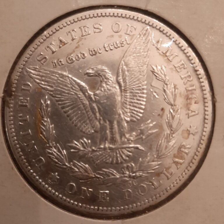 Counterfeit 1893-CC Morgan silver dollar, reverse
