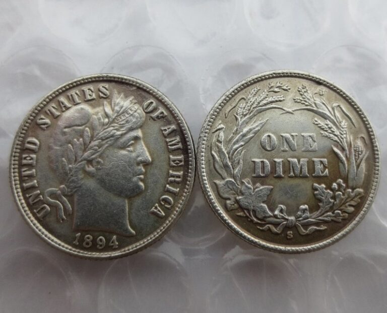 Fake 1894-S Barber dime shown obverse and reverse