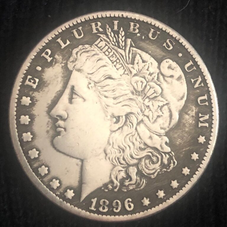 Counterfeit 1896-CC Morgan silver dollar, obverse