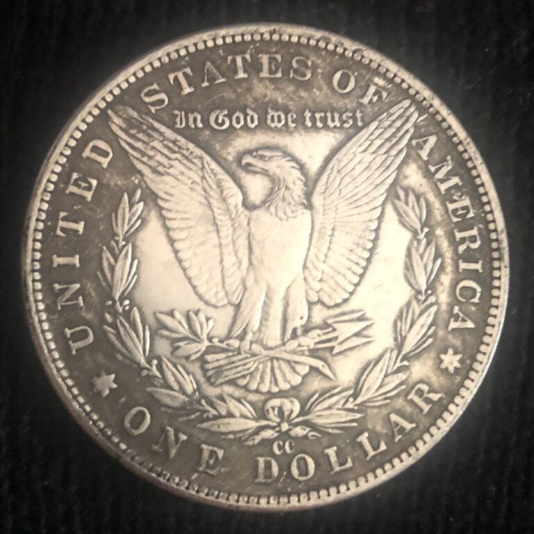 Counterfeit 1896-CC Morgan silver dollar, reverse