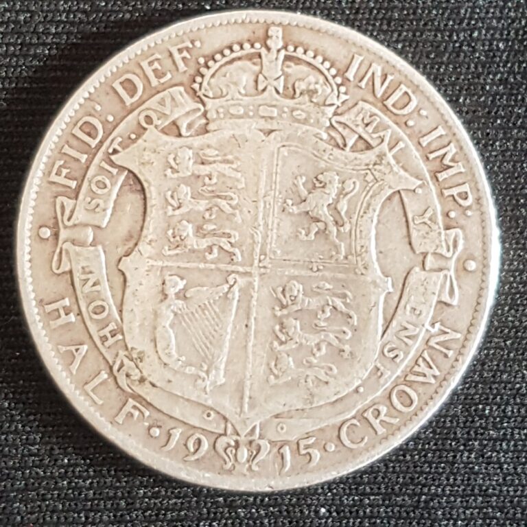 Counterfeit 1915 British half crown, reverse