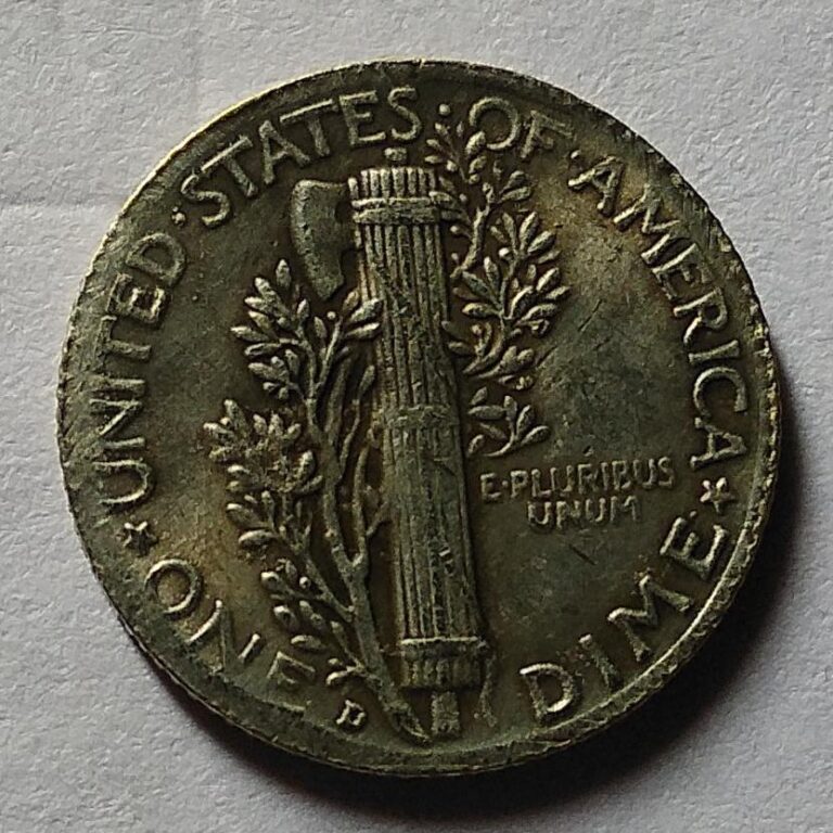 Counterfeit 1916 Mercury dime, reverse