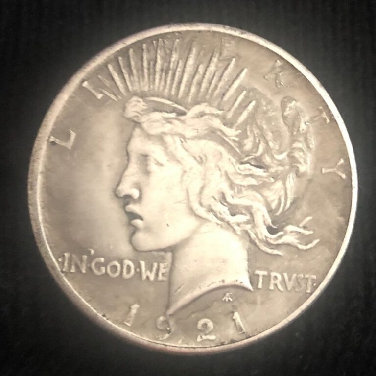 Counterfeit 1921 Peace silver dollar, obverse