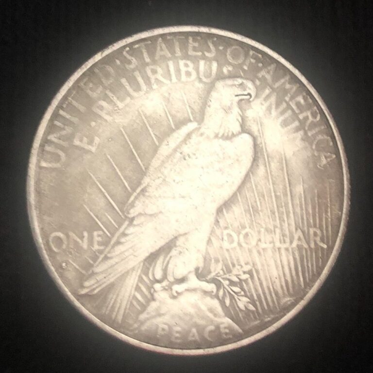 Counterfeit 1921 Peace silver dollar, reverse