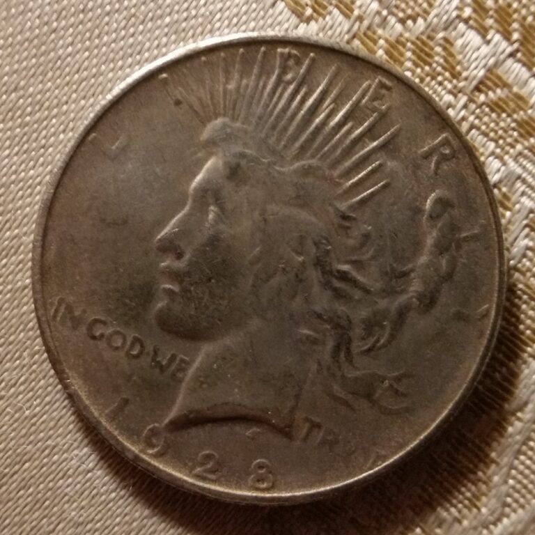 Counterfeit 1928 Peace silver dollar, obverse