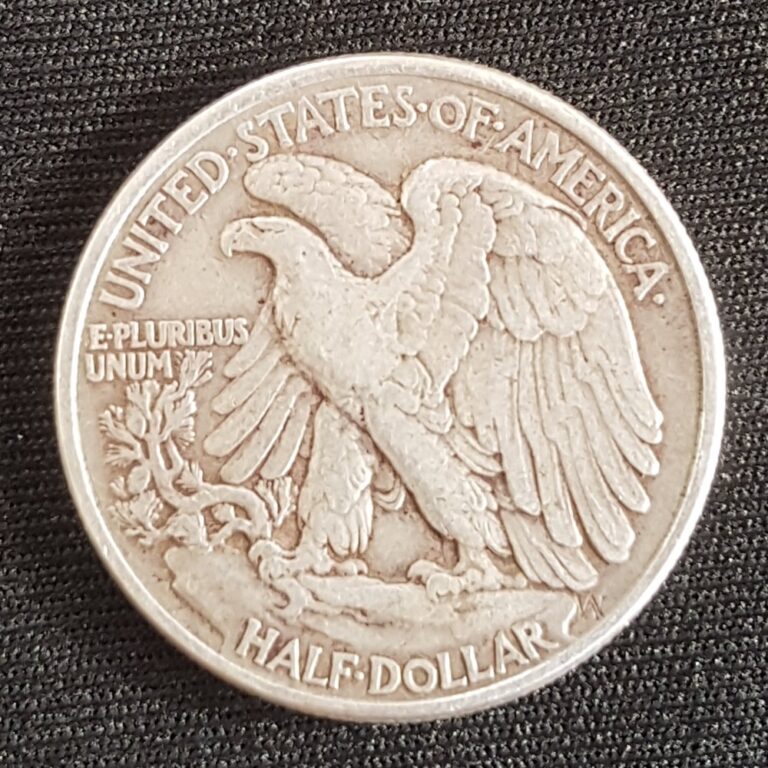 Counterfeit 1947 Walking Liberty half dollar, reverse