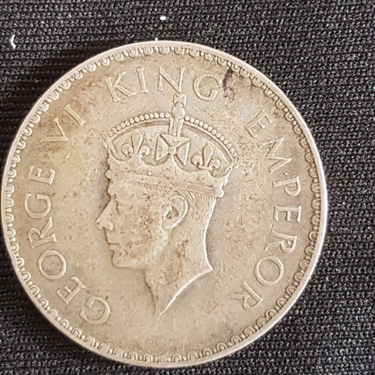 Counterfeit India rupee, George VI King Emperor, obverse