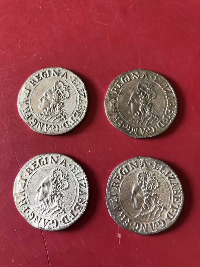 Counterfeit group of Spanish-style silver coins, obverses