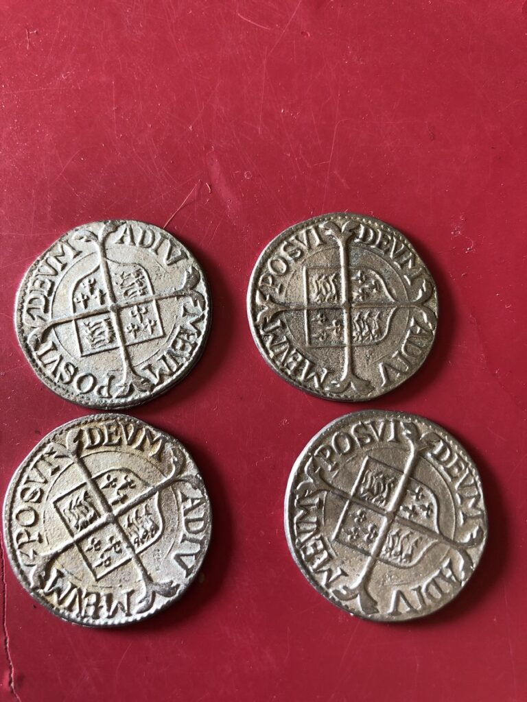 Counterfeit group of Spanish-style silver coins, reverses