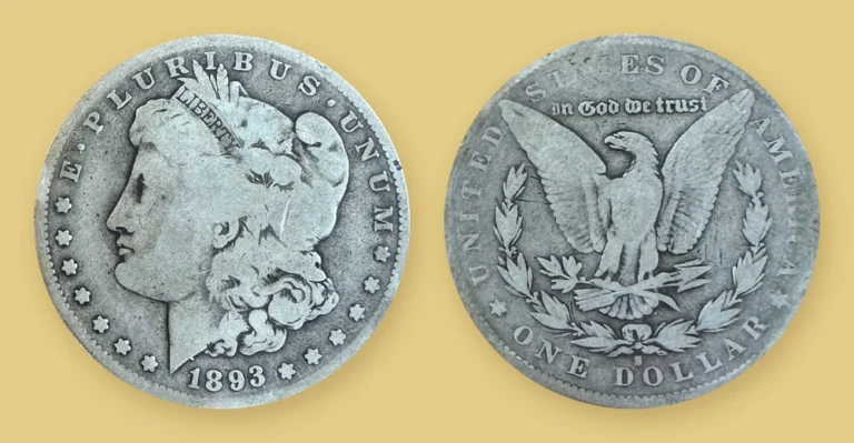 Circulated 1893-S Morgan silver dollar, obverse with Liberty head and reverse with eagle and S mint mark, example of a Morgan dollar American Rarities buys