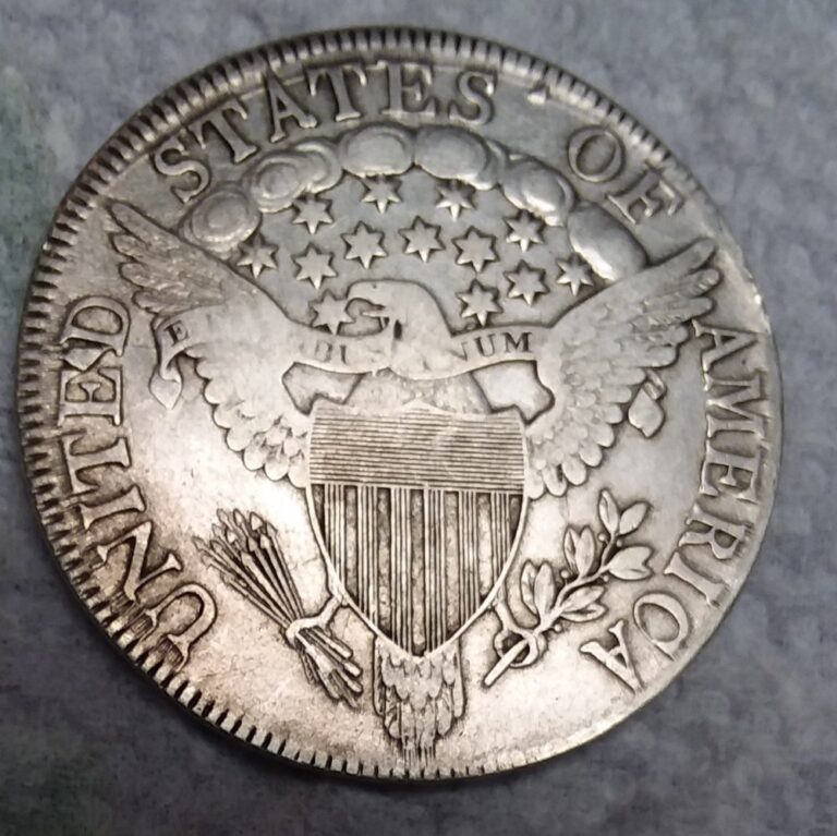 Counterfeit 1807 silver dollar replica, reverse